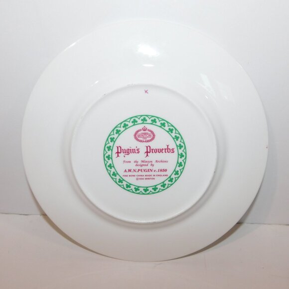 VTG 1993 Pugin's Proverbs by Minton Bone China England 8" Side Salad Plate - Picture 5 of 6